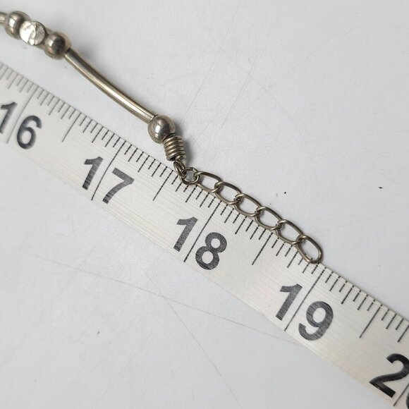 Vintage Silver Tone Metal Spike Bead Necklace Industrial Gothic - Picture 4 of 4